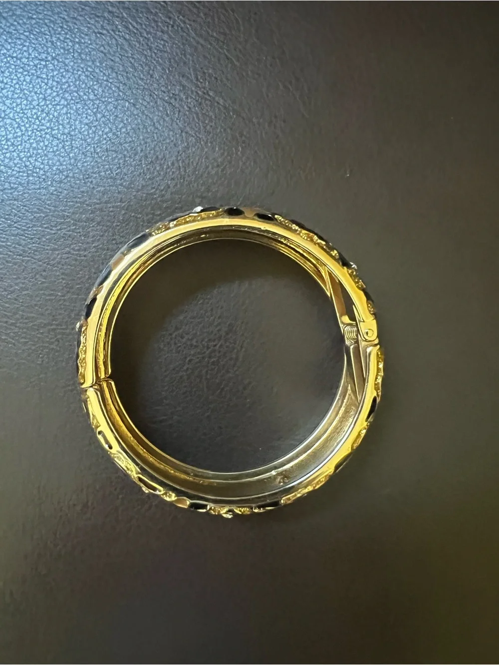 Macy's Bracelet with Enamel and Rhinestones Gold Tone and Black